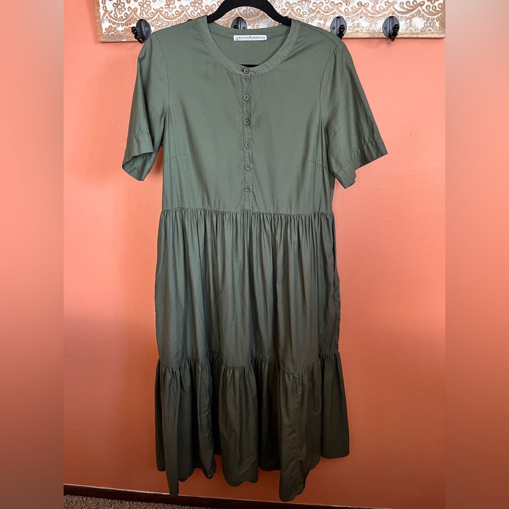 Peruvian Connection Green Tiered Maxi Dress
